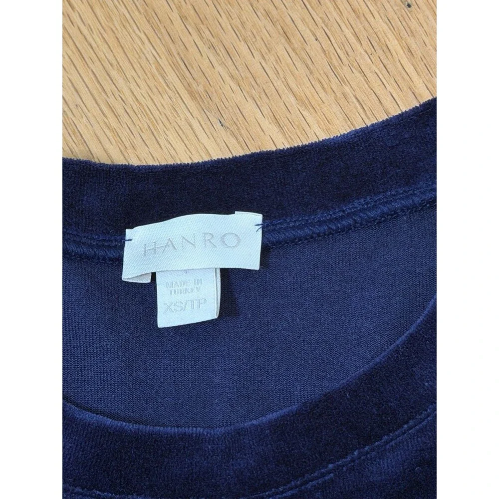 Hanro $180 Long Sleeve Velour Sleepshirt Intense Blue XS Pullover Favorites Cozy